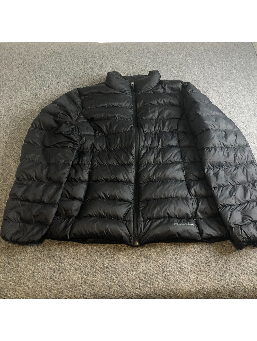 Eddie Bauer Puffer Jacket Womens XXL Black Goose Down EB650 Insulated Coat Nylon